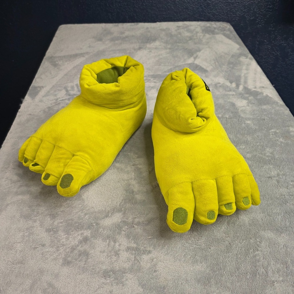 Shrek Ogre Feet Plush Slippers Lime Green Novelty House Shoes Size Adult L/XL